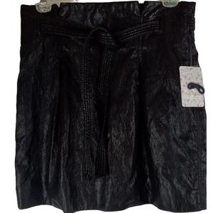Free People Womens 4 Faux Leather Mini Skirt Black